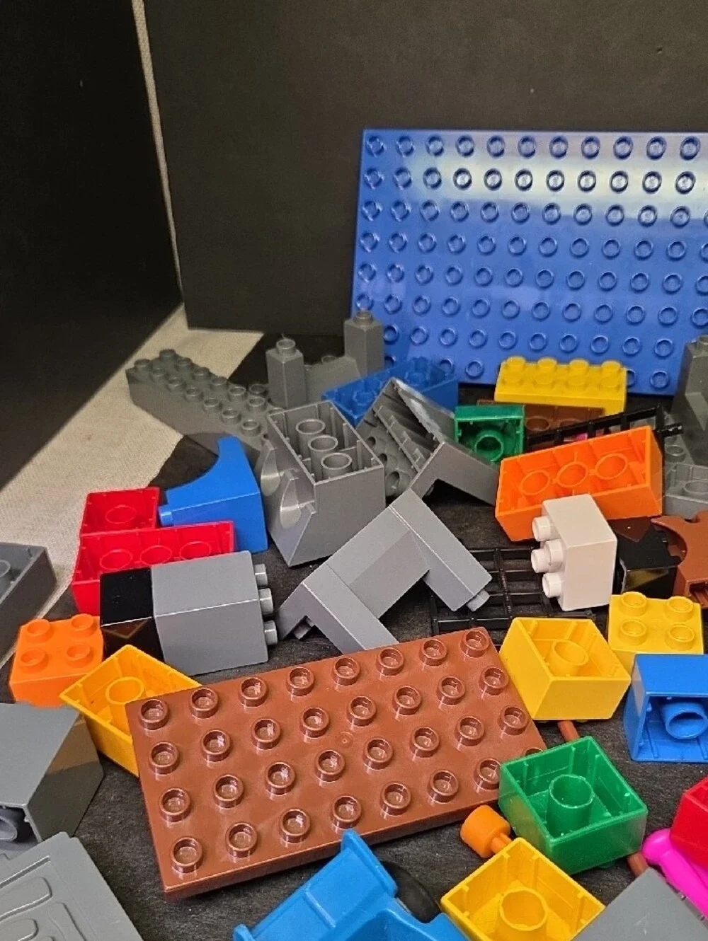 Lego Mega Blocks Multicolor Building Brick Lot with Blue Storage Bin, No Lid